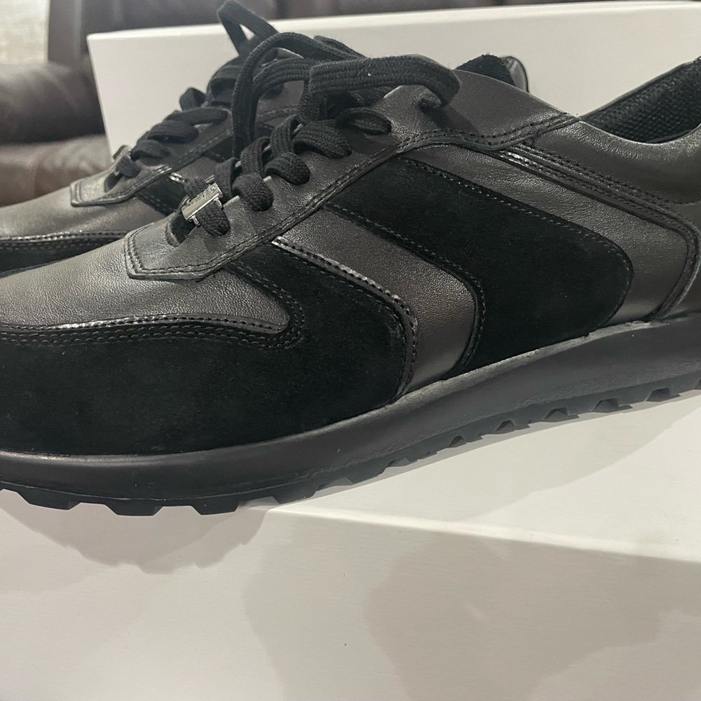 Versace Collection Black Athletic Shoes with Suede and Leather